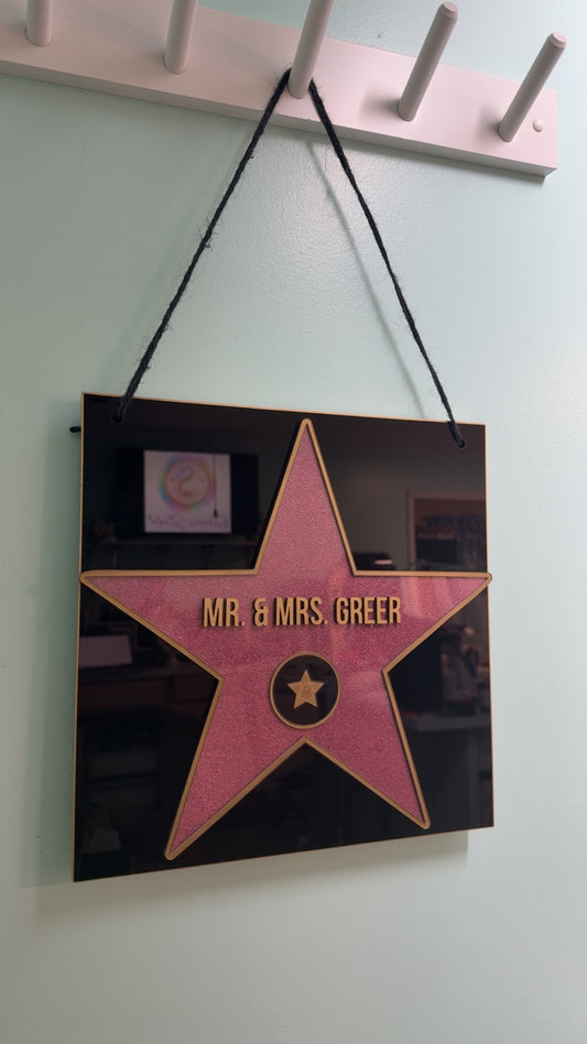 Personalized Hollywood Star Acrylic Sign – 11” × 11”