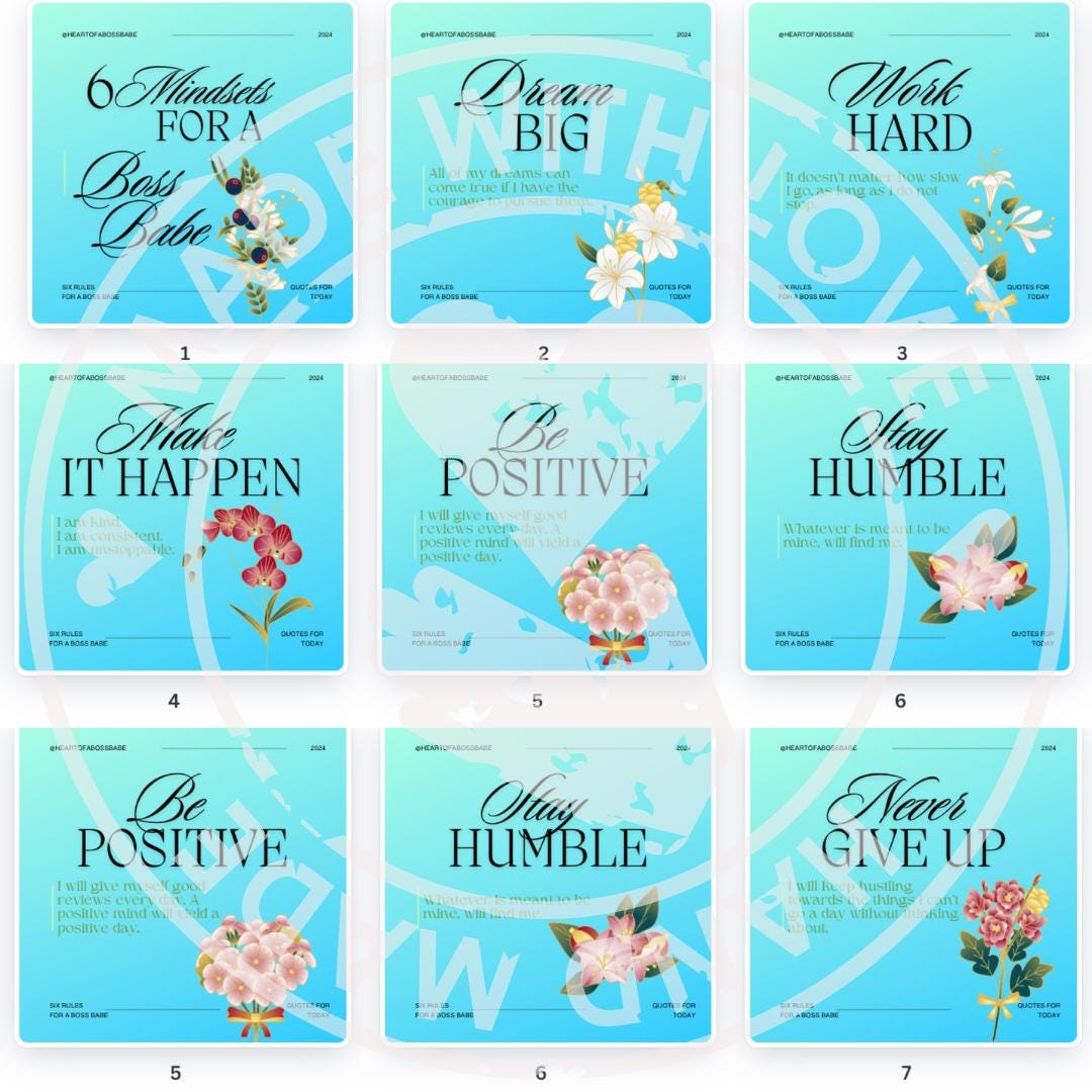 Mindset of a Boss Babe - 6 six digital or printable download