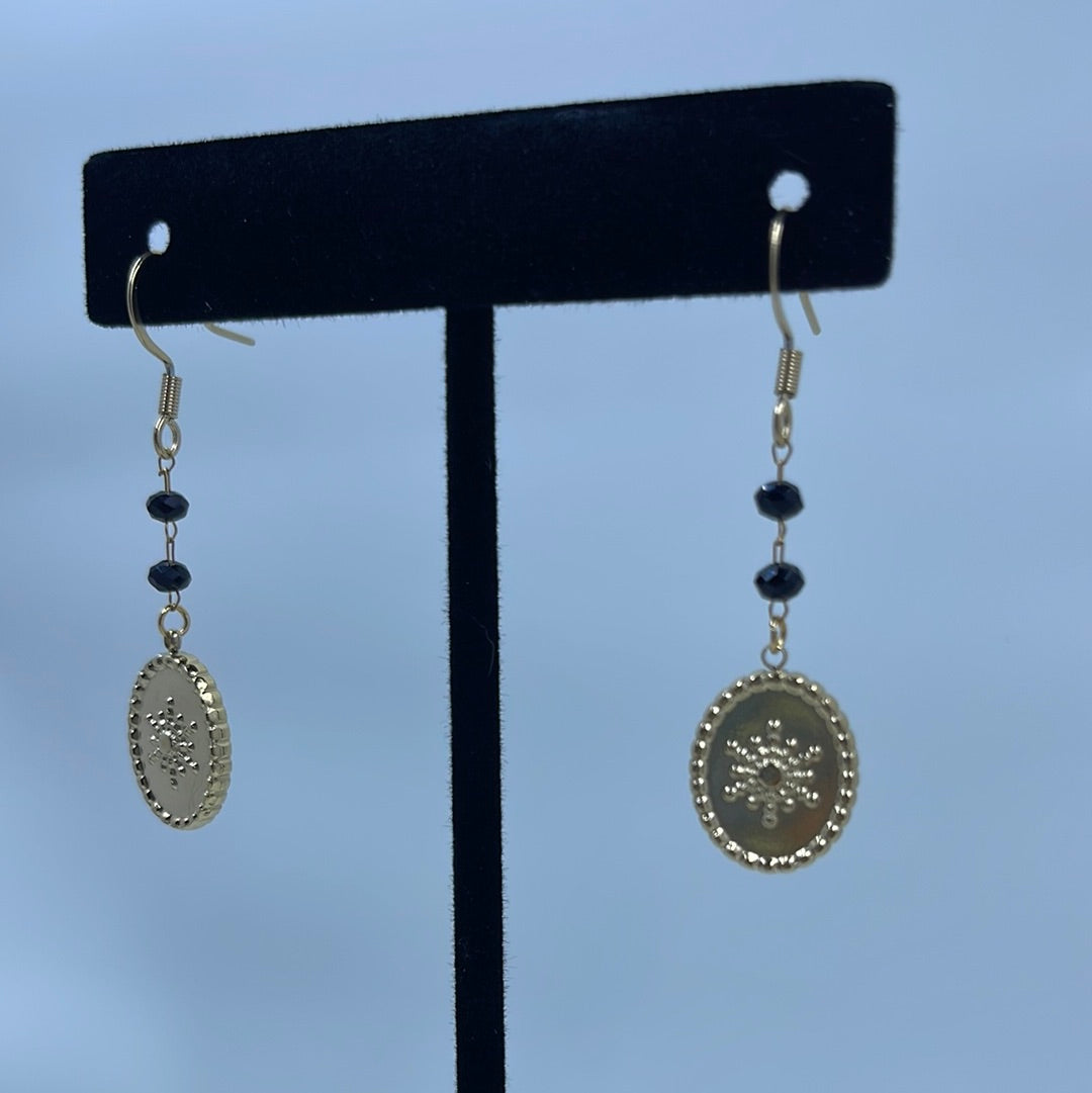 Star Oval Gold Tone Earrings