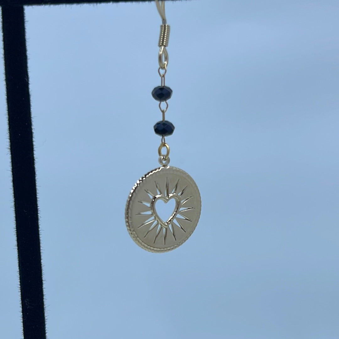 Love Heart Gold Tone Earrings