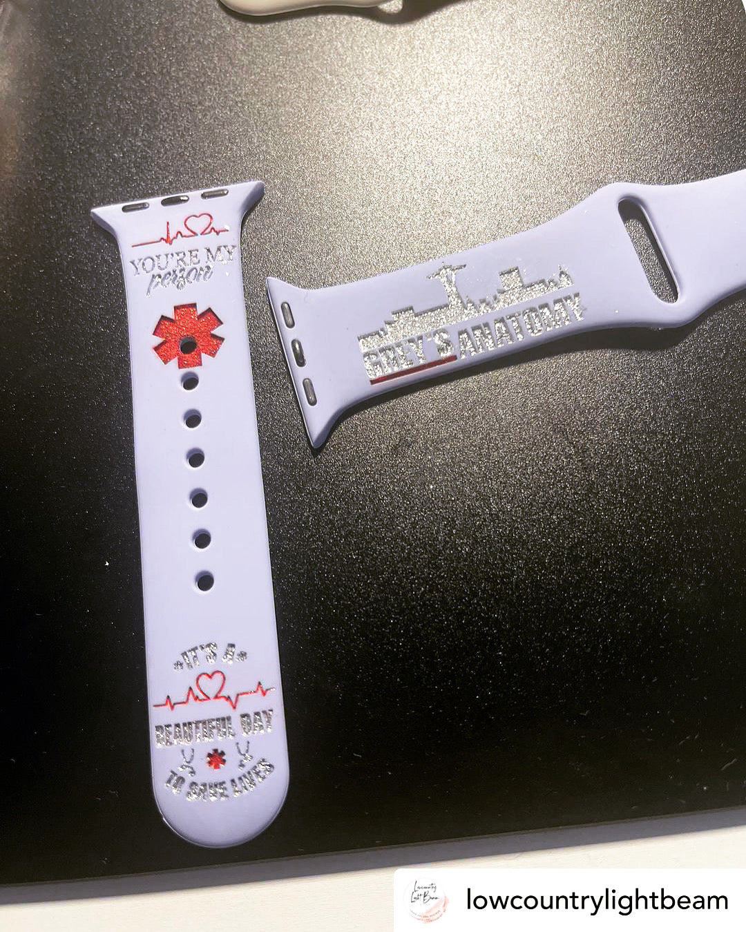 Correa de reloj inteligente grabada de Grey's Anatomy - personalización a medida