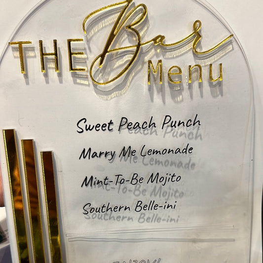 Pearl Acrylic Bar Menu Sign