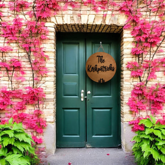 Round Door Sign Personalized - Raised Name Wood Round Board for Newlywed Couple Friends Wedding Gift