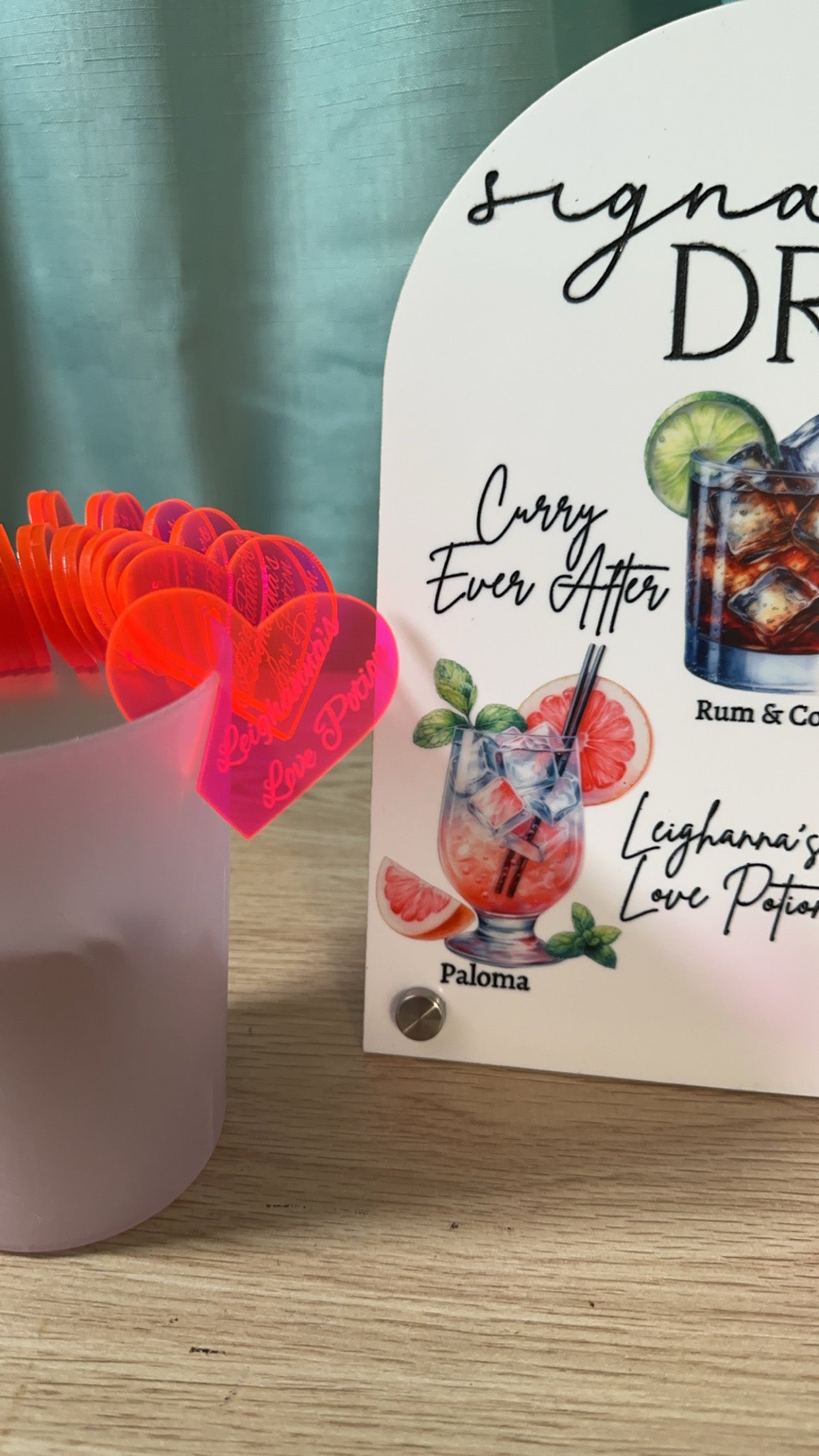 Plumeria Flowers Bar Menu and Signature Drinks Sign