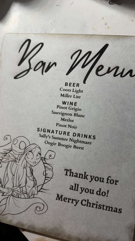 Halloween Theme - Bar Menu Signature Drinks Sign