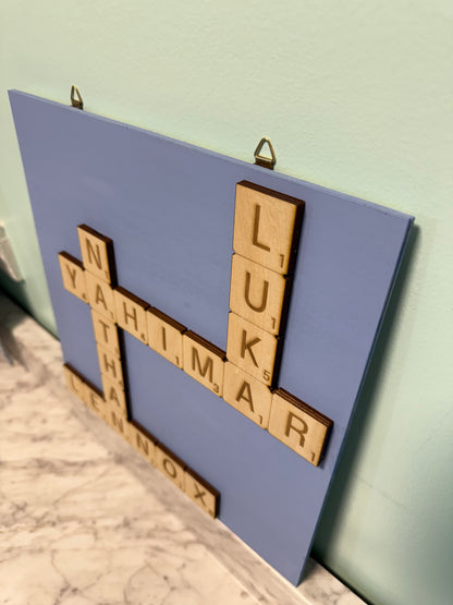 Personalized Scrabble Family Name - Wood Sign 12x12