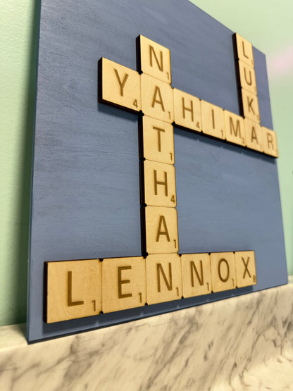 Personalized Scrabble Family Name - Wood Sign 12x12