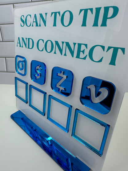 Custom Laser Engraved Business Stand - QR Code Sign - Scan to Tip and Connect