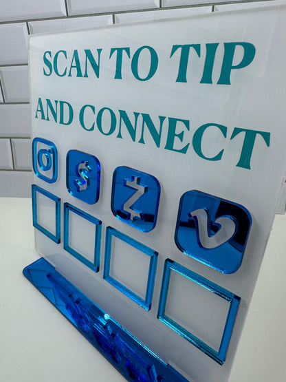 Custom Laser Engraved Business Stand - QR Code Sign - Scan to Tip and Connect