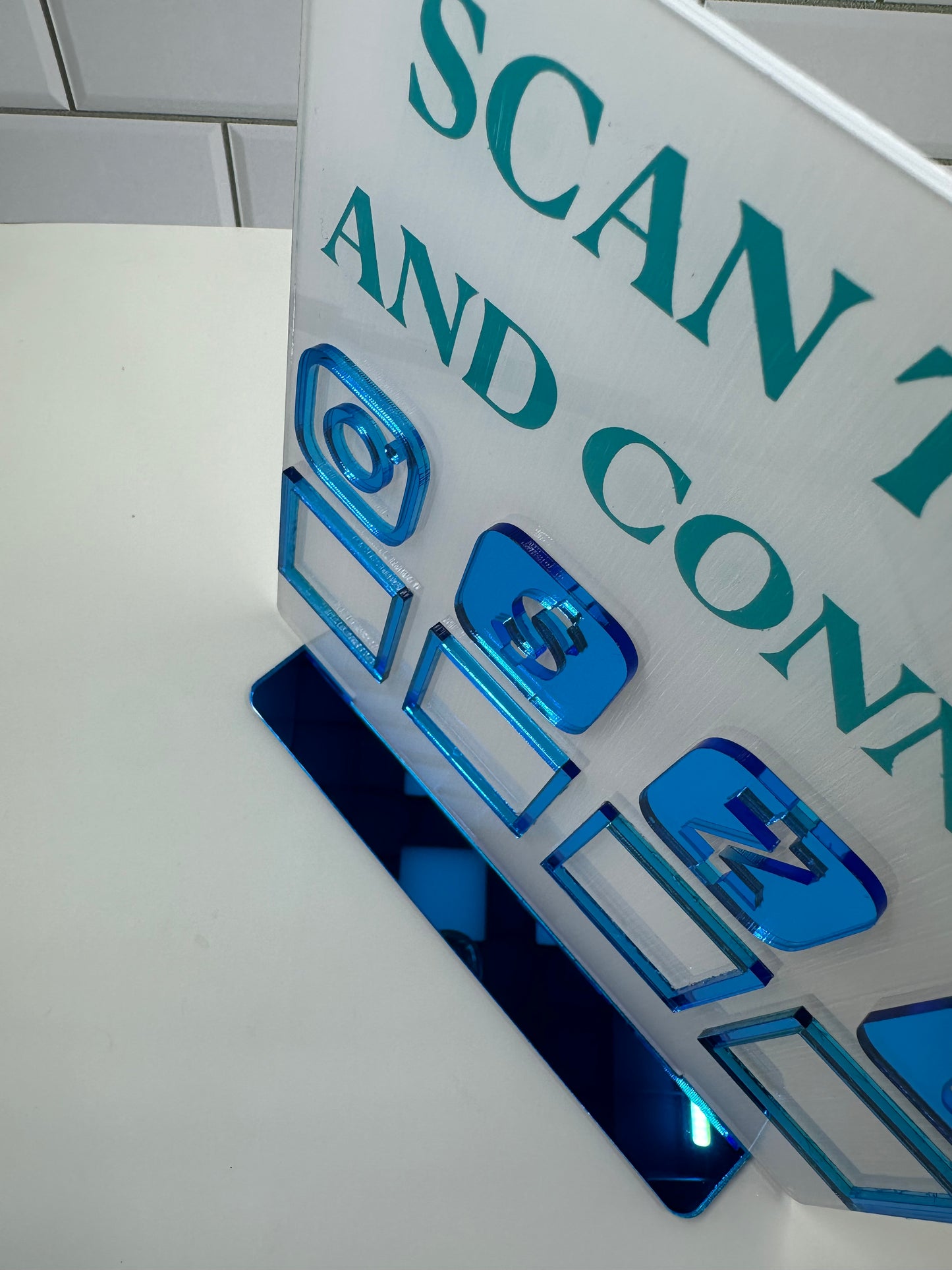 Custom Laser Engraved Business Stand - QR Code Sign - Scan to Tip and Connect