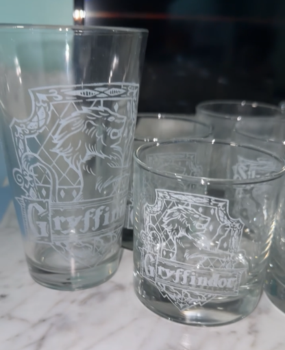 Custom Harry Potter Wizard Houses - HP Engraved Pint Glasses - 160z or 8oz
