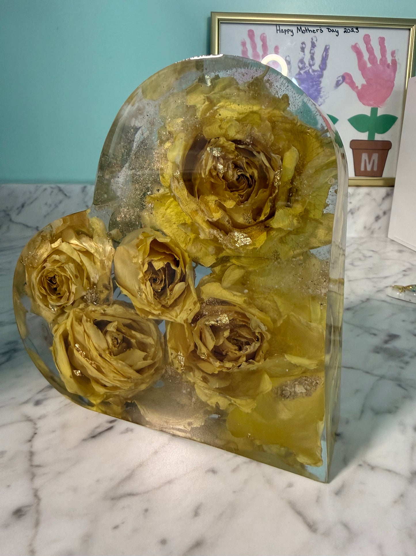 Recuerdo Conmemorativo de Resina Personalizado | Arte Floral de Resina Preservada | Decoración Conmemorativa Personalizada