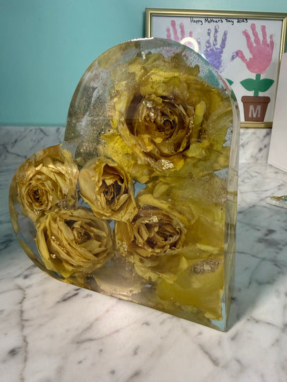 Recuerdo Conmemorativo de Resina Personalizado | Arte Floral de Resina Preservada | Decoración Conmemorativa Personalizada