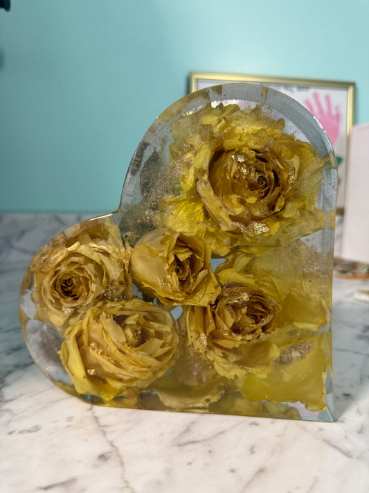 Custom Resin Memorial Keepsake | Preserved Flower Resin Art | Personalized Memorial Décor