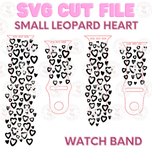 Small Hearts Leopard Heart Print SVG watch band 38 40 41 42 44 45 mm - cut file only