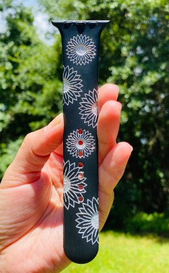Flower print custom laser engraved watch band Mommy, Mama, Mom, Nana, gift watch band