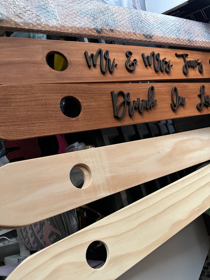 Shot Ski Board Personalized - Raised Name Wooden Shot Board for Celebration Party Couple Friends Wedding Gift Engraved Shot Glasses