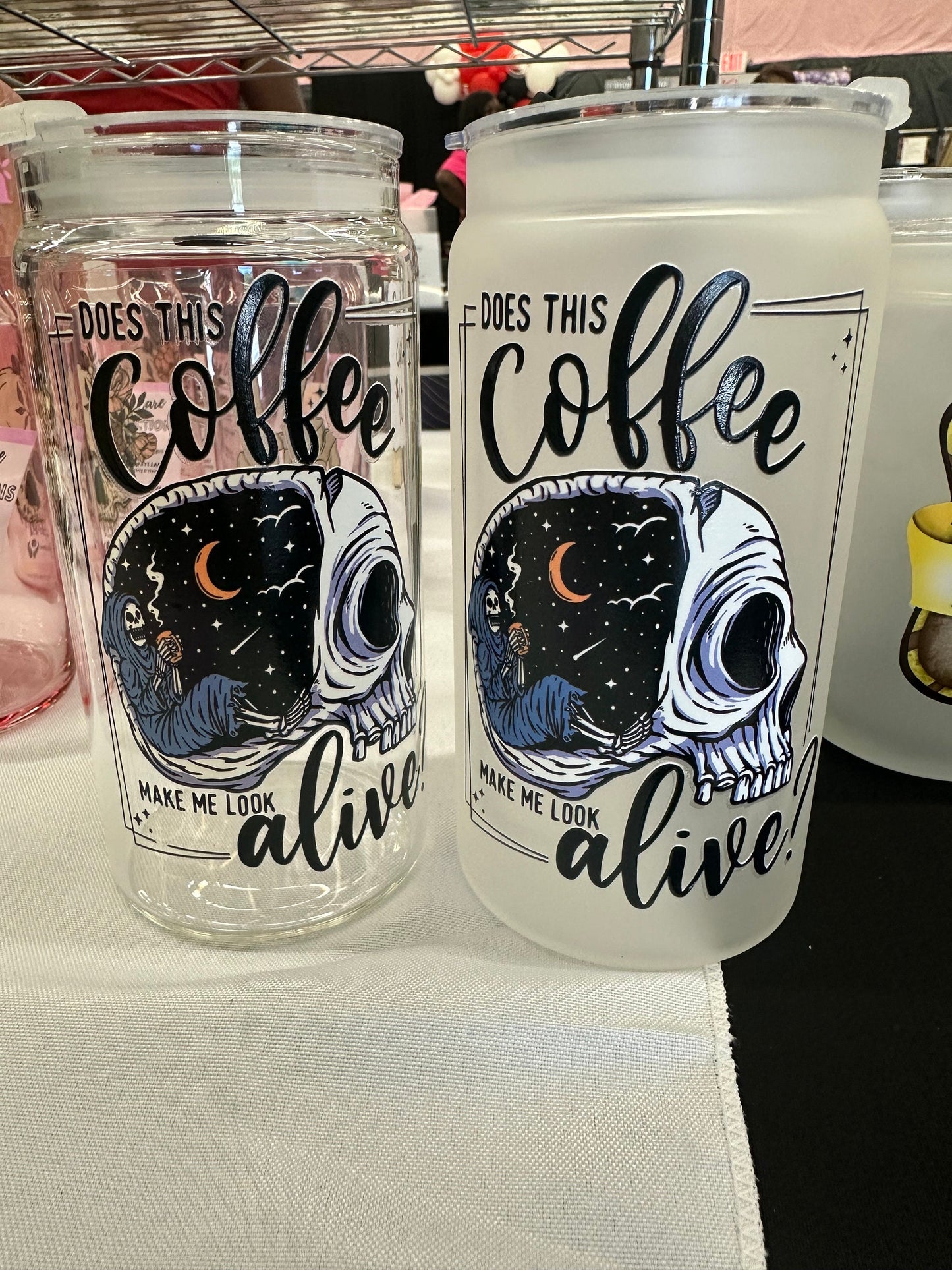 GLASS CUP colorful - Does this coffee make me look alive?