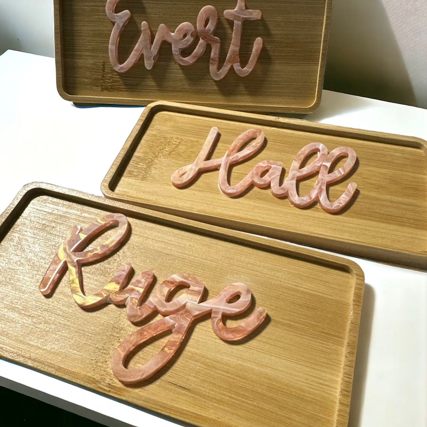 Personalized Bamboo Small Tray - Custom Acrylic Name Ring Dish