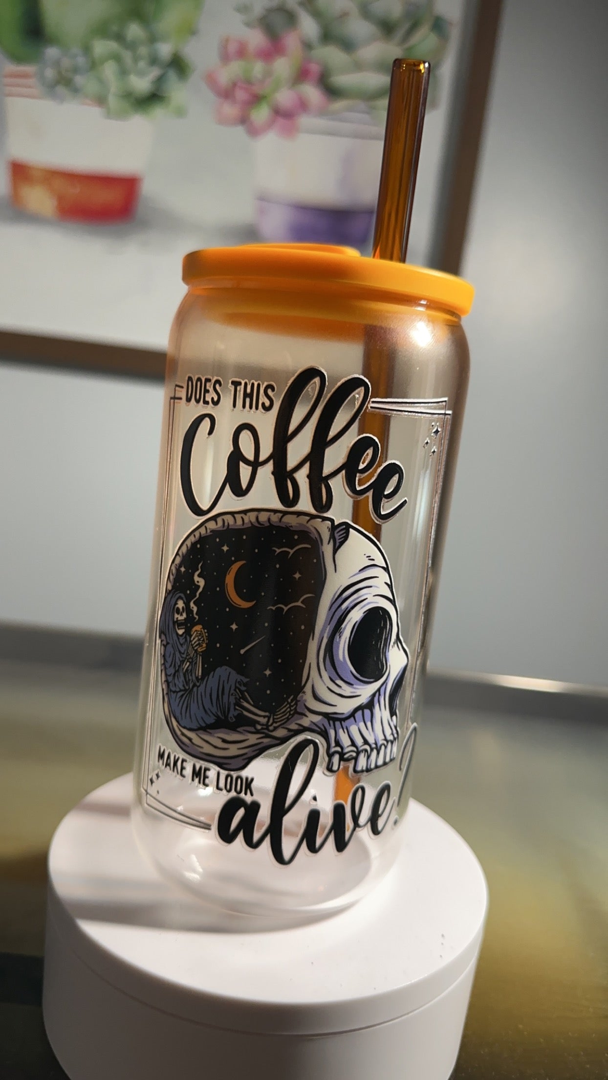 VASO DE CRISTAL Degradado - ¿Este café me hace parecer vivo?