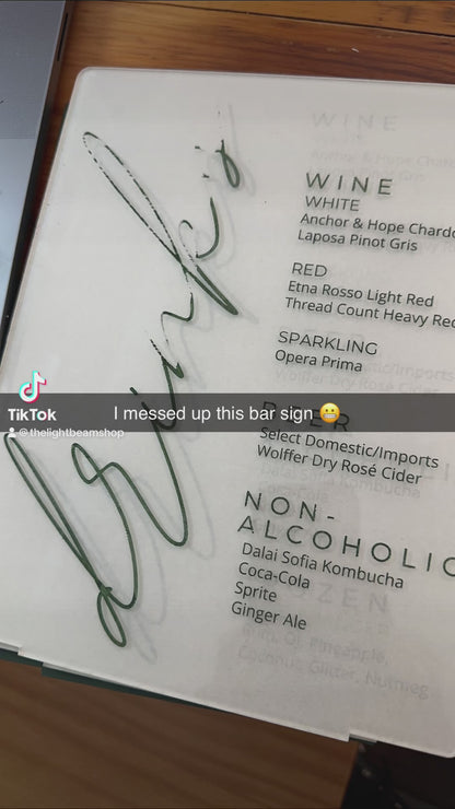 Modern Acrylic Bar Menu Sign
