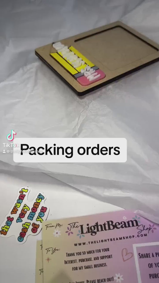 Sticky Note Holder Pencil style with custom name personalized gift