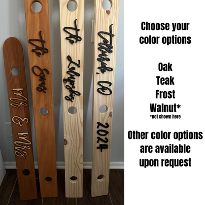 Shot Ski Board | Personalized Family Name Shotski | Custom Wedding Guestbook-Style Signing Keepsake