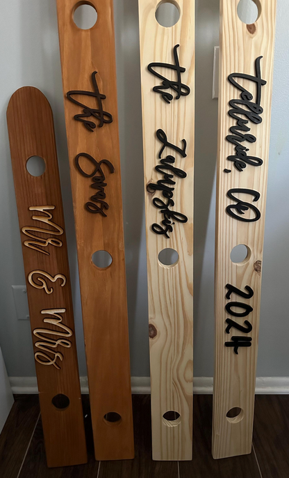 Shot Ski Board | Personalized Family Name Shotski | Custom Wedding Guestbook-Style Signing Keepsake