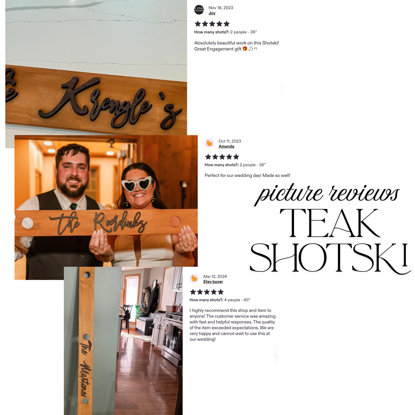 Shot Ski Board | Personalized Family Name Shotski | Custom Wedding Guestbook-Style Signing Keepsake