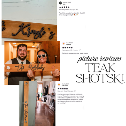 Shot Ski Board | Personalized Family Name Shotski | Custom Wedding Guestbook-Style Signing Keepsake