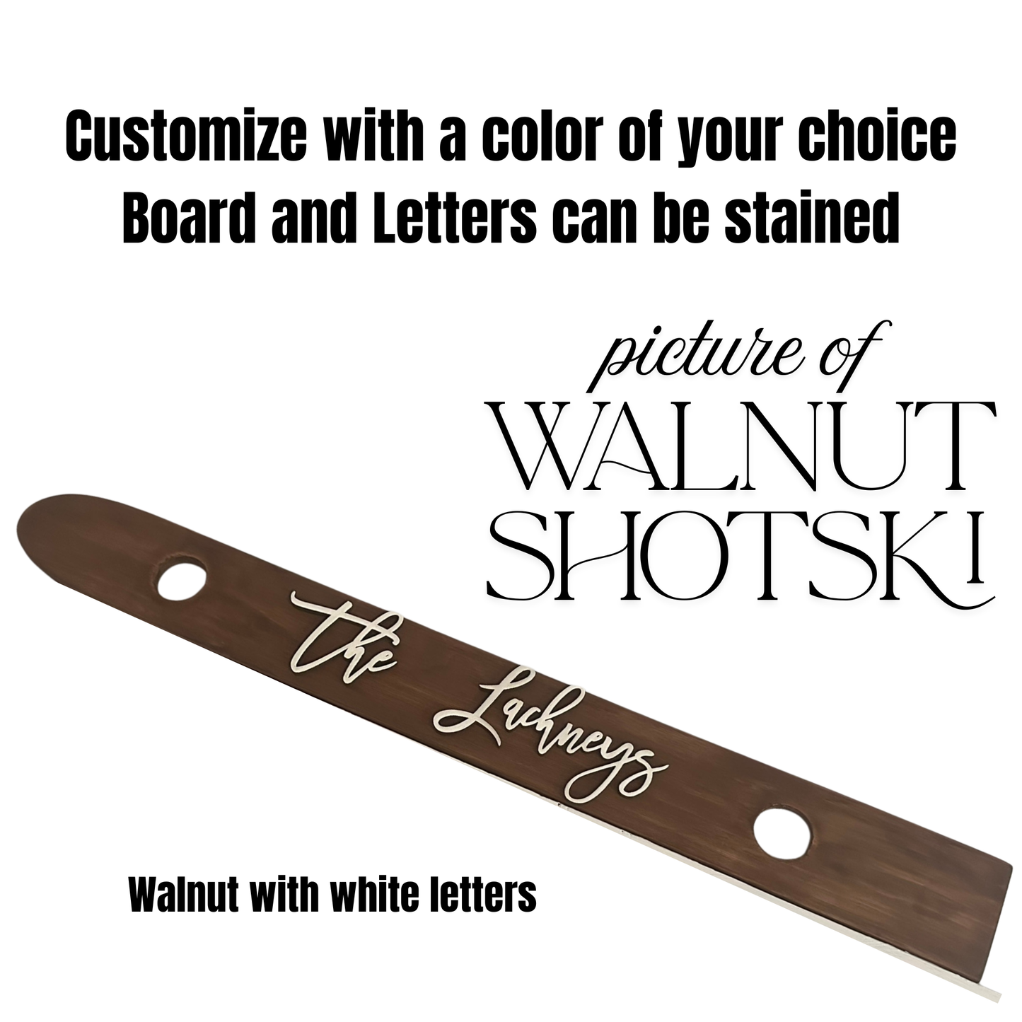 Shot Ski Board | Personalized Family Name Shotski | Custom Wedding Guestbook-Style Signing Keepsake