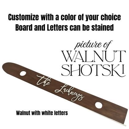 Shot Ski Board | Personalized Family Name Shotski | Custom Wedding Guestbook-Style Signing Keepsake