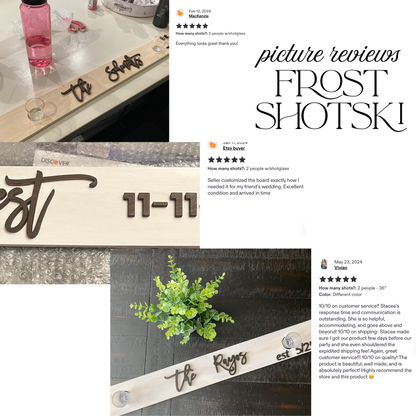 Shot Ski Board | Personalized Family Name Shotski | Custom Wedding Guestbook-Style Signing Keepsake