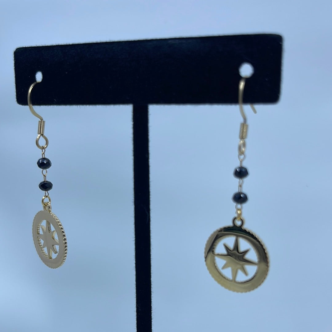 Compass Wanderer Gold Tone Earrings
